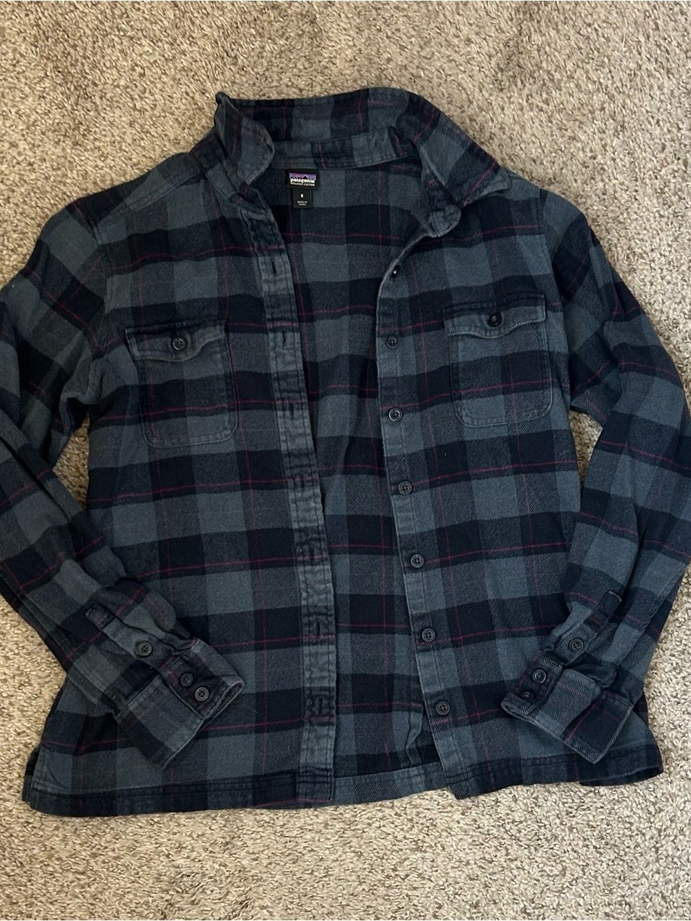 Patagonia Blue & Gray Plaid Button-Up Shirt